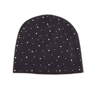Shiny Rhinestone Embellished Beanie <b>Hat</b>, Warm Knit Skull Cap for <b>Women</b>, Fashionable Sparkle <b>Winter</b> Headwear for Outdoor Wear - Product Image 5