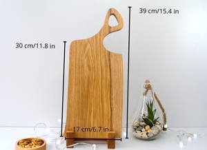 Planche à découper en bois massif artisanale avec poignée incurvée, planche de service de cuisine faite à la main, sans danger pour les aliments, pour le fromage, le pain, les collations - Product Image 2