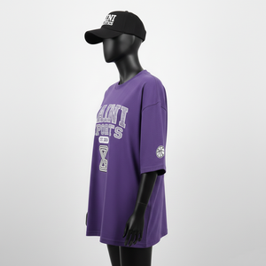 T-shirt ample pour femme, coton jersey de haute qualité 180 GSM, respirant, violet, coupe ample, logo imprimé en plastisol, t-shirt en coton pour femme - Product Image 5