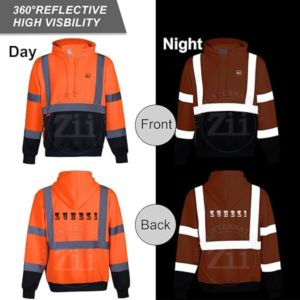 Vestes en polyester personnalisables caractéristiques haute visibilité et fluorescentes coupe-vent haute visibilité réfléchissantes à capuche en polaire de sécurité équipement ANSI - Product Image 4