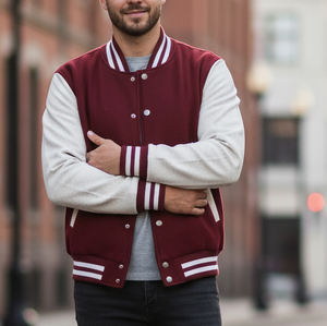 Veste d'hiver décontractée en toile 100% laine OEM/ODM, lourde et chaude, veste de basket-ball personnalisée avec logo en relief pour homme - Product Image 3