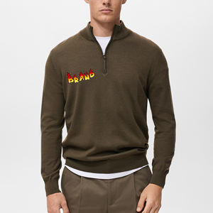 2025 OEM moda logotipo bordado personalizado suéteres de los hombres Top de manga larga prendas de punto personalizado cálido invierno suéter con cremallera de los hombres - Product Image 1