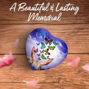 Urne en forme de cœur papillon pour cendres humaines-Urne papillon violette pour cendres avec boîte et sac-Mini urne violette avec papillons - Product Image 3