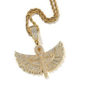 Hip Hop Necklace 925 <b>Sterling</b> <b>Silver</b> Plated with 14k18k Gold Rose Gold VVS Moissanite Wing Design Trendy <b>Women</b> Man Necklaces - Product Image 5