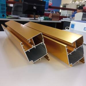 กรอบประตูหน้าต่างอลูมิเนียมสีทองผลิตขึ้นที่บริษัทเพลงฮ่องกงอลูมิเนียมเข้าร่วมสต็อกในเวียดนาม - Product Image 4