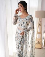 Filet de broderie lourde Saree fête de mariage Festival indien mariée poids léger femmes Sari femmes Boho robe Sarees prêt à porter