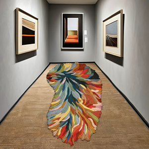 Alfombra de diseño abstracto colorido personalizado | Alfombra moderna hecha a mano con mechones 1 pieza de lana NZ de alta calidad lavable y antideslizante - Product Image 5