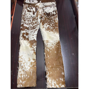 Pantalon en cuir de vachette à prix d'usine, design personnalisé, taille haute, coupe droite, jambe large - Product Image 4