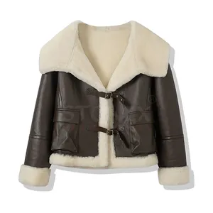 Hooded Leather Fur Integrated Jacket For Women Trendy PU Cheap Price Jackets Winter New Style Coats Best Quality