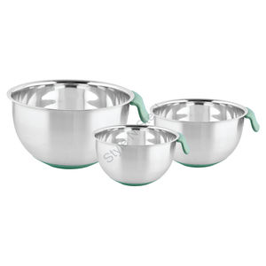 Juego de cuenco de aceite antideslizante Premium de acero inoxidable con asas de Patti y un diseño clásico - Product Image 1