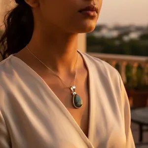 "Rose Gold <b>Labradorite</b> Charm <b>Pendant</b> for Women-925 Silver" - Product Image 2