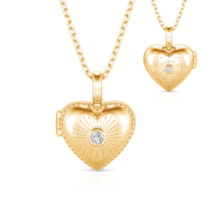 Jeulia Custom Double Sided Engraved <b>Heart</b> Photo <b>Locket</b> Necklace with Zircon for Anniversary - Product Image 1