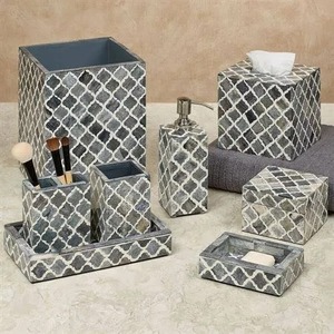 Ensemble de salle de bain 4 pièces en résine fait main avec distributeur de savon en mousse Tumbler Accessoires d'utilisation confortables - Product Image 2