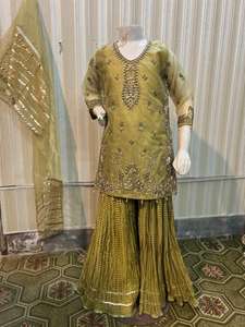 ชุดเดรสสำเร็จรูปแฟนซี 3 ชิ้น สำหรับเด็ก (เด็กผู้หญิง) ชุดออร์แกนซ่าสำเร็จรูป ระบายอากาศได้ดี สำหรับเด็ก ชุดออร์แกนซ่าสำเร็จรูปปักลาย - Product Image 3