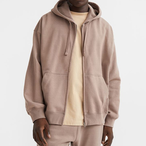 Vente chaude 100% coton sweats à capuche zippés pour hommes respirant séchage rapide hiver Logo personnalisable plaine teint durable OEM Services - Product Image 4