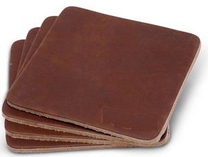 Ensemble de dessous de verres en cuir faits à la main, 6 pièces, avec ensemble de supports, dessous de verre pour boissons, tapis à tasse carré à usage domestique et cuisine - Product Image 2