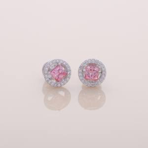 Pendientes de Diamante Rosa Princesa Cultivado en Laboratorio de 1.51ct con Halo, Oro Amarillo, Blanco y Rosa de 18K, Joyería Fina - Product Image 1