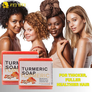 FEIWEI Organic Natural Herbal Tumeric Handmade Bar <b>Soap</b> Anti-<b>Acne</b> Dark Spots Removal Whitening Turmeric Balm <b>Soap</b> - Product Image 4
