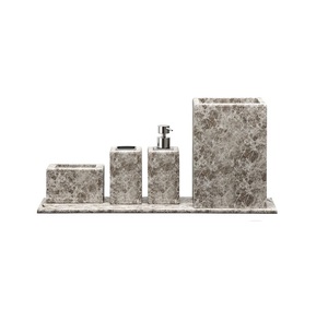 Dispensador de mármol gris, set de baño, soporte de pasta de dientes de mármol redondo de nuevo aspecto, artículo doméstico a la venta - Product Image 4
