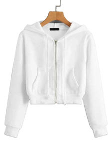 Ventes en gros de sweats à capuche courts pour femmes avec logo personnalisé, sweats à capuche courts en coton pour femmes, sweats à capuche courts à la mode, taille plus, conception OEM - Product Image 6