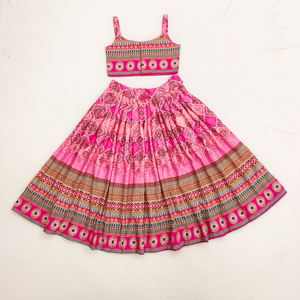 Conjunto de Lehenga Choli Largo hasta el Suelo, Estampado Rosa, Completamente Cosido, de Shoryam Fashion para Niñas, Ropa Tradicional Étnica India, Trajes para Fiestas - Product Image 3