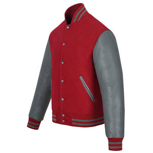 Men's Stand Fashion Jacket Original Leather Chenille Patches Plus Size Varsity Design Breathable Canvas for Fall Winter OEM - Product Image 2
