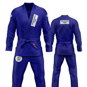 ชุดกิโมโนเฮมป์สำหรับบราซิลเลียนยิวยิตสู สีน้ำเงิน ชุดยูโด ชุดเทควันโด  รับสกรีนโลโก้ - Product Image 1
