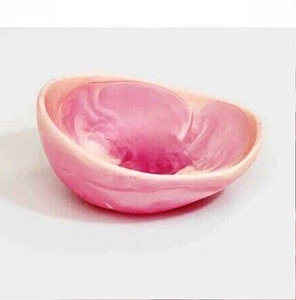 PINK Inclined Unique Designs FLOW DESSERT BOWL Meilleure vente Bol en résine fait main Design aspect marbre directement de l'Inde au meilleur - Product Image 1