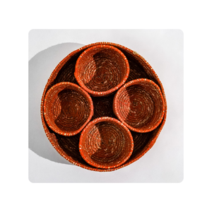 Seagrass Cover Basket with Braided round Bowl Set Spice <b>Storage</b> Use - Product Image 1