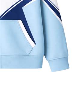 Mens Sky <b>Blue</b> Zip Up <b>Hoodie</b> With White <b>Navy</b> Chevron Design Fleece Lined Hooded Sweatshirt Casual Winter Streetwear Style Wear - Product Image 5