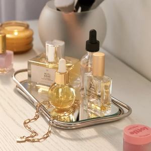 Plateau miroir rectangulaire argenté métallisé personnalisé décor simple de luxe pour maison hôtel restaurant service de table en verre de vanité de parfum - Product Image 6