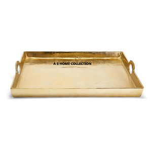Bandeja de aluminio de color dorado con forma rectangular con asas, perfecta para utensilios de cocina Premium de alta calidad con estilo usados - Product Image 1