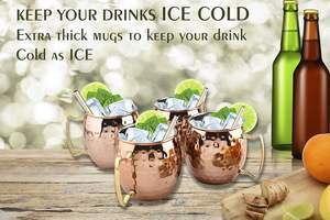 Mules de Moscou | 3.7x4 pouces Grand 18 oz Ensemble de 4 tasses | Doublure en acier inoxydable | Placage de cuivre pur - Product Image 2