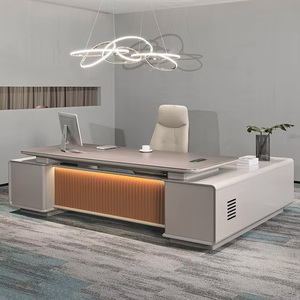 Premium Walnut Office Desk High <b>End</b> Ergonomic L Shape Computer <b>Table</b> Modular Commercial Furniture Executive Workstation - Product Image 3