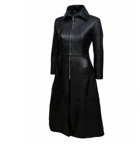 Chaqueta de Motociclista Larga para Mujer, de Primera Calidad, Impermeable, con Exterior de Cuero Sintético y Forro de Piel Sintética - Product Image 3