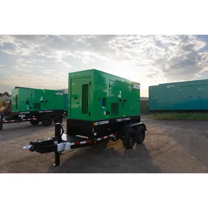 Groupe électrogène diesel industriel 100 kW avec sélecteur de tension à commutateur rotatif, remorquable, pour usage commercial de secours - Product Image 1