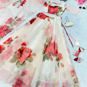 ผ้าโปร่งบางเนื้อนิ่มผ้าโปร่งบางสำหรับผู้หญิงพิมพ์ลายดอกไม้งานปาร์ตี้งานเทศกาลงานเทศกาลล่าสุด - Product Image 1