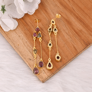 Pendientes de Plata de Ley 925 con Turmalina, Joyería Colgante para Mujeres y Niñas, Pendientes Chapados en Oro - Product Image 5