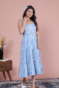 Vestido largo indio de algodón con bloque de mano, estampado Floral personalizado, informal, verano, boda, luna de miel, vestido de viaje para novia - Product Image 4