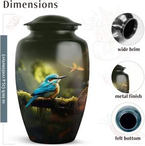 Urnas de cremación Sparrow para cenizas de hombres, urnas de entierro masculinas para adultos, cenizas humanas para mujeres, cenizas únicas, tamaño personalizado, Verde - Product Image 2