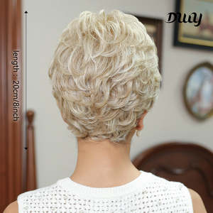 วิกผมสังเคราะห์สีบลอนด์ทรงพิกซี่ Audrey-DWY แบบถอดได้ พร้อมโครงสร้างโมโนโปร่งใสด้านหน้า - Product Image 4