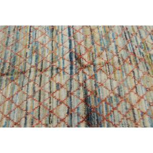 พรมตุรกีวินเทจขนาด 4.8x6.7 ฟุต พรมปูพื้น ลายต้นไม้และพืชสีน้ำเงินส้ม ทำจากขนสัตว์ - Product Image 5