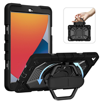Étui robuste antichute pour tablette iPad 7e, 8e et 9e génération 10,2 pouces, coque de protection blindée avec dragonne rotative et support intégré