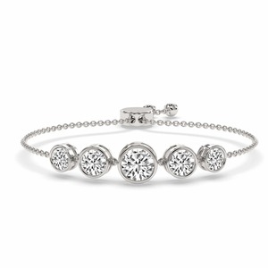 Bracelet de mode en or massif 14K avec rangée de 5 diamants de laboratoire, 2 carats total, couleur F-G, pureté VS - Product Image 1