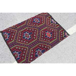 Alfombra de 2.8x3.9 pies, Alfombra Turca Vintage, Alfombra de Lana Roja Ombré - Product Image 2