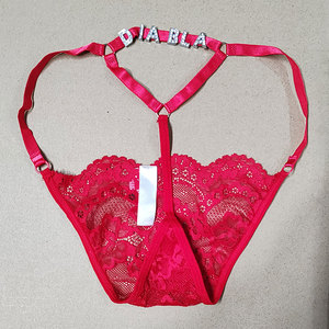 Tanga da donna in pizzo con <span class=keywords><strong>testo</strong></span> personalizzato perizoma a vita bassa con perizoma morbido e comodo slip a fiori ricamati Sexy mutandine Bikini - Product Image 2