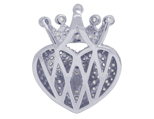 Diamant Moissanite de conception de couronne de haute qualité clouté en argent 925 pendentif coeur glacé pour hommes - Product Image 3