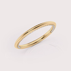 IGI Certified Lab Grown Round Diamond Hidden Pave Wedding Band 14K Rose / White & Yellow Gold Slim Diamond <b>Ring</b> - Product Image 6
