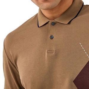 เสื้อยืดแบบถักสำหรับผู้ชายเสื้อยืดแบบลำลองแขนสั้นเสื้อยืดสีบล็อกด้านหน้ามีซิปเสื้อสไตล์วินเทจสีล้วนมีกระเป๋า - Product Image 3