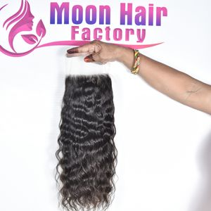 Wholesale Natural Look Raw Indian Temple Human Hair Closure <b>Curly</b> <b>Extensions</b> Unprocessed Cuticle Aligned by Export Online Order - Product Image 3
